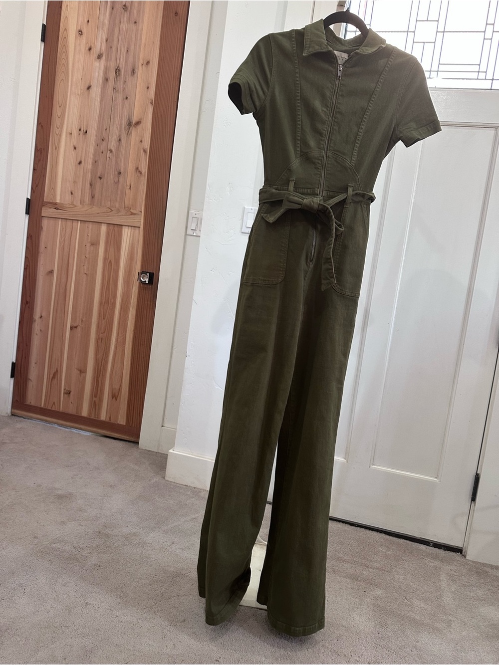 Alice + Olivia Olive Green Short-Sleeve Utility Jumpsuit - Picture 2 of 7